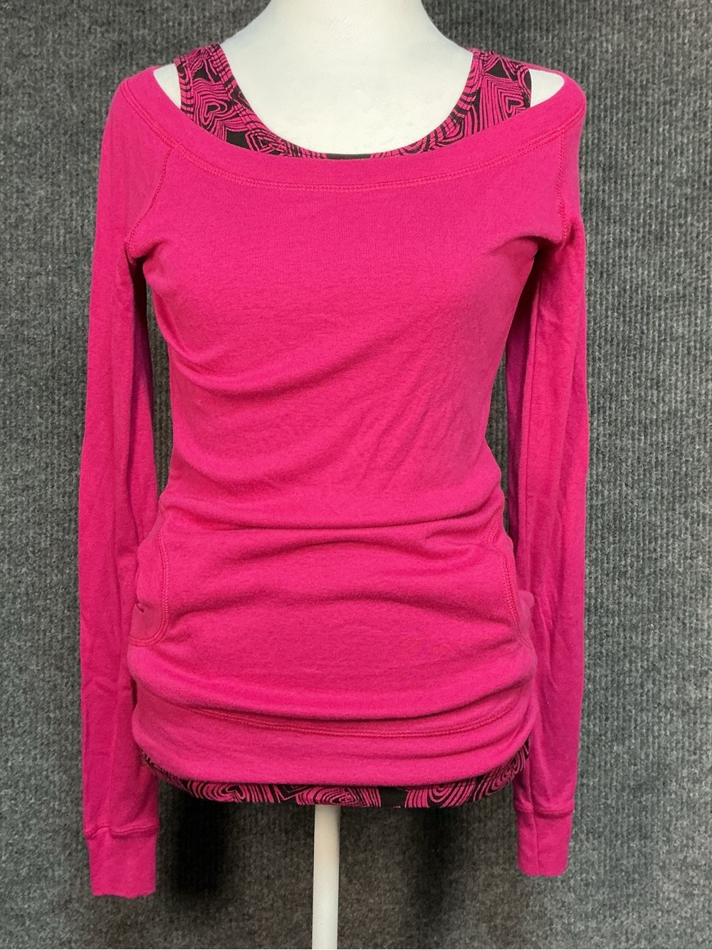 eyelash couture Hot Pink Off-Shoulder Long Sleeve Top